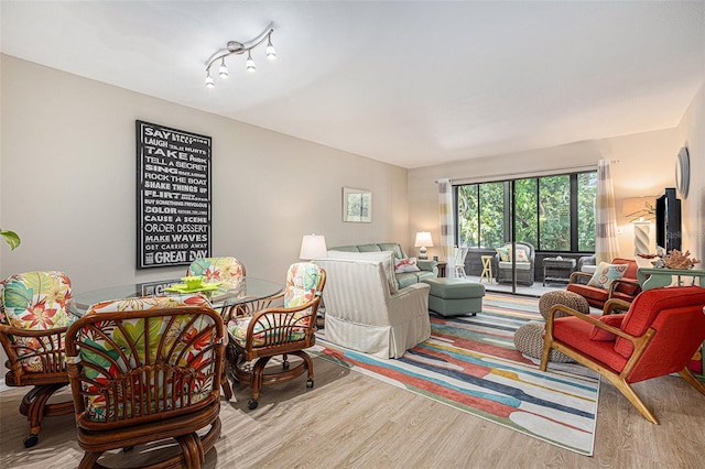 living room with light hardwood / wood-style floors