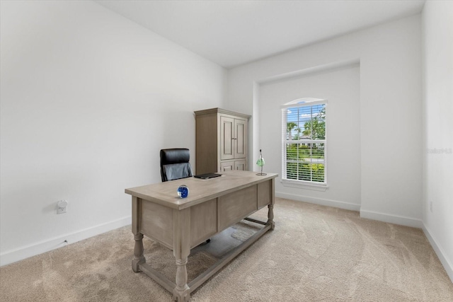 view of carpeted office space