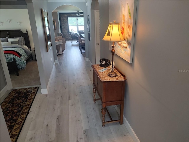 hall featuring light hardwood / wood-style floors