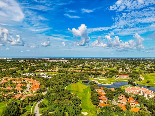 birds eye view of property featuring golf course view