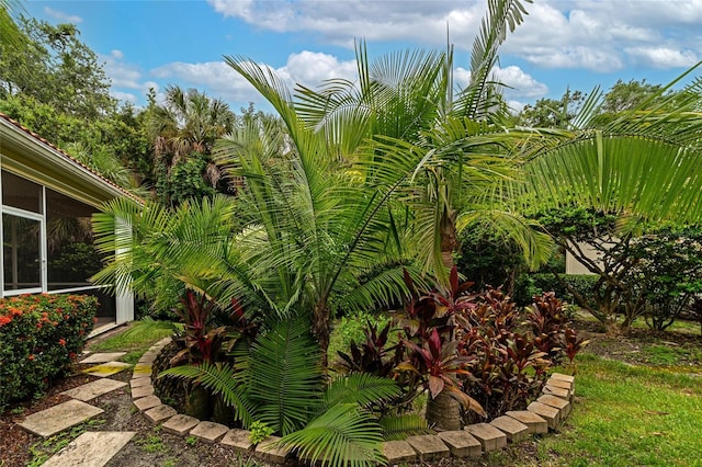 view of yard featuring a sunroom