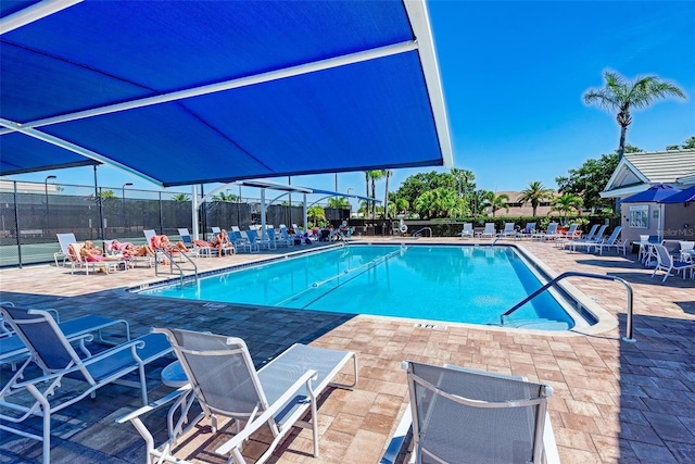 view of pool featuring a patio