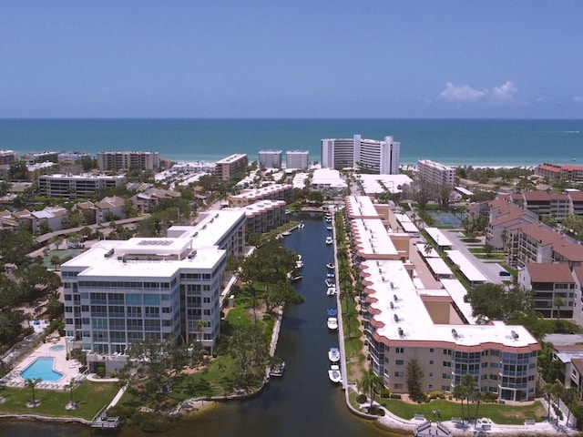 1300 N Portofino Dr Unit 208, Sarasota, FL 34242 - drone / aerial view of a large body of water and apartment complex