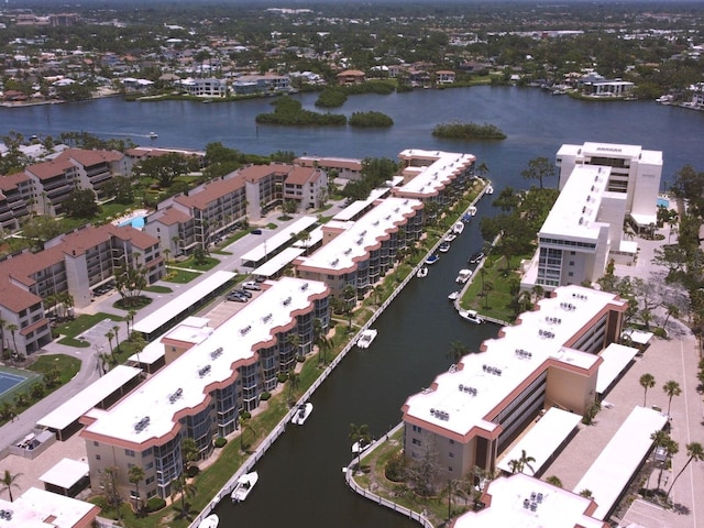 1300 N Portofino Dr Unit 208, Sarasota, FL 34242 - drone / aerial view of a nearby body of water and apartment complex / building