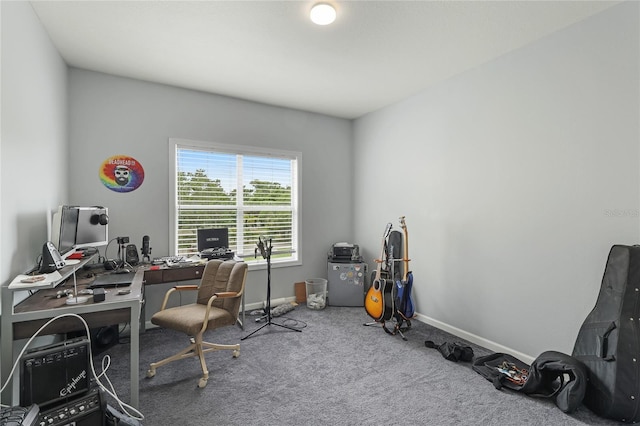 view of carpeted home office