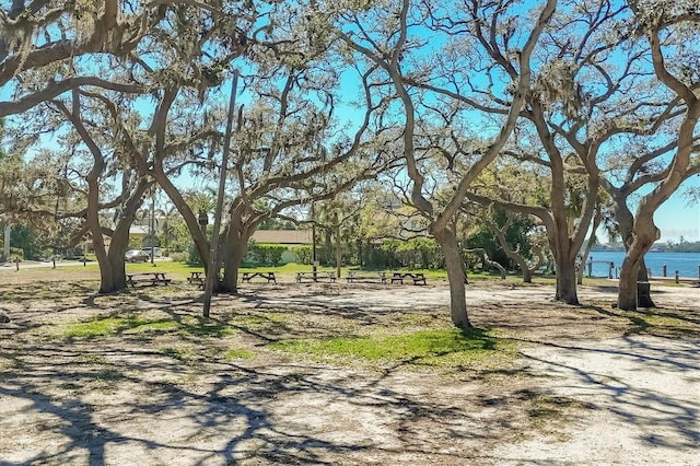 view of home's community with a water view
