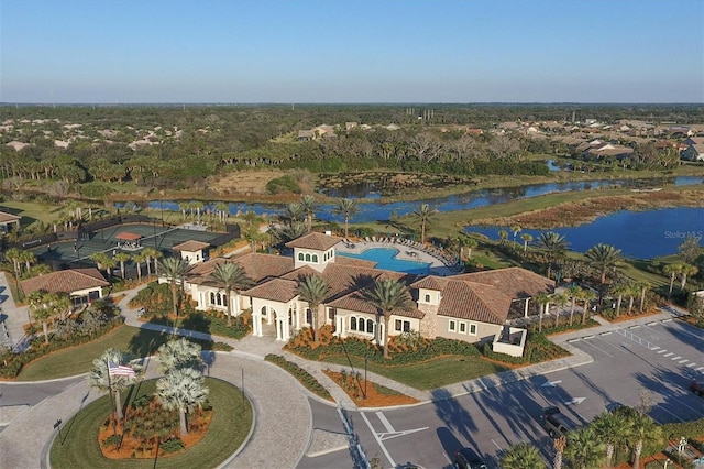 bird's eye view featuring a water view