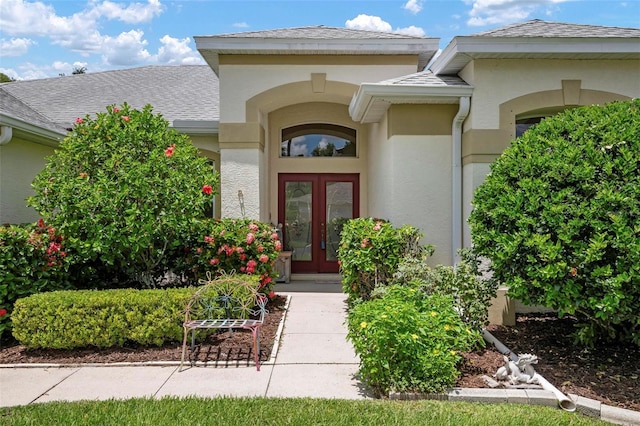 doorway to property with french doors