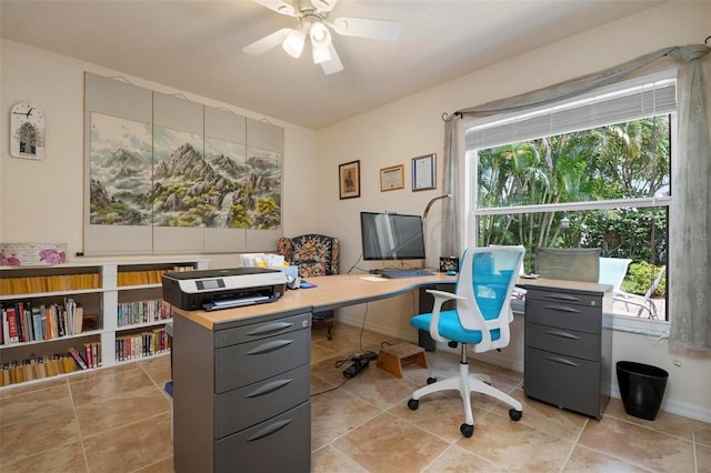 office featuring ceiling fan