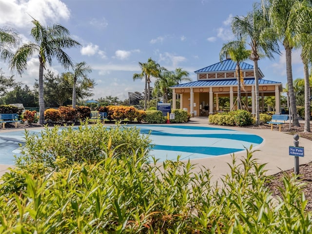 view of pool featuring a gazebo