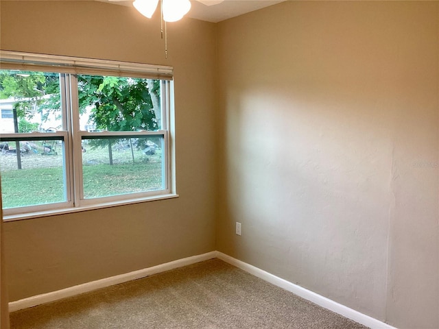 carpeted spare room featuring plenty of natural light