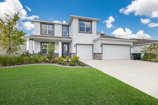 view of front of home featuring a front lawn and a porch