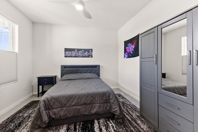 bedroom featuring ceiling fan