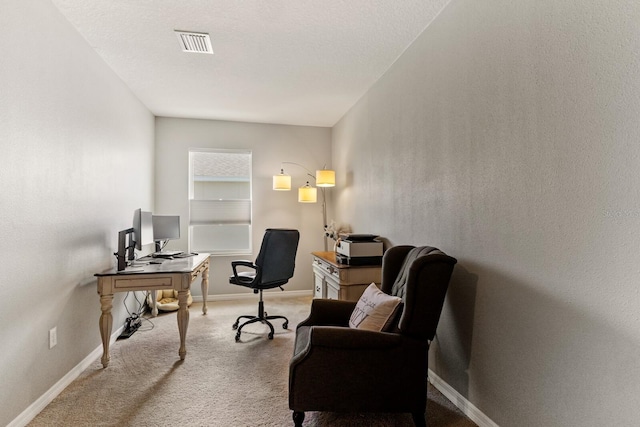 view of carpeted home office