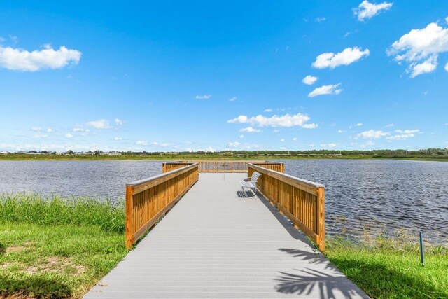 view of dock featuring a water view