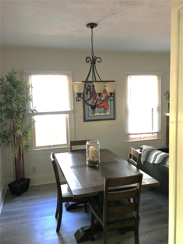 dining area with hardwood / wood-style floors