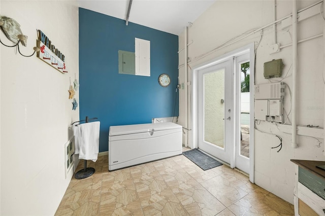 interior space with light tile patterned floors