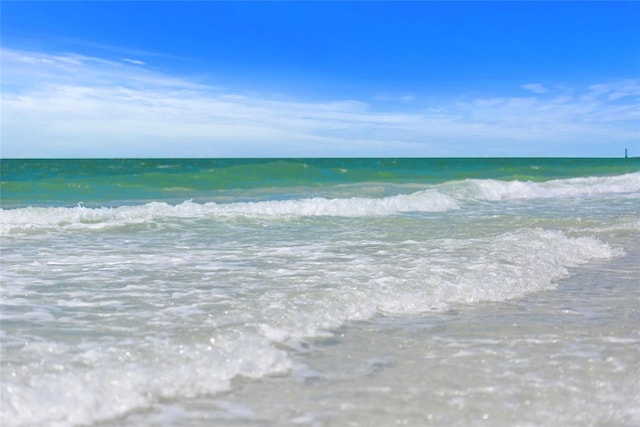 property view of water featuring a beach view