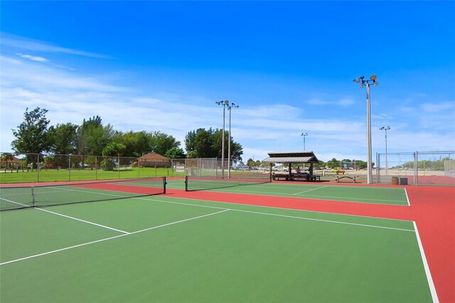 view of sport court featuring a gazebo