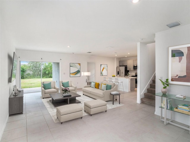 view of tiled living room