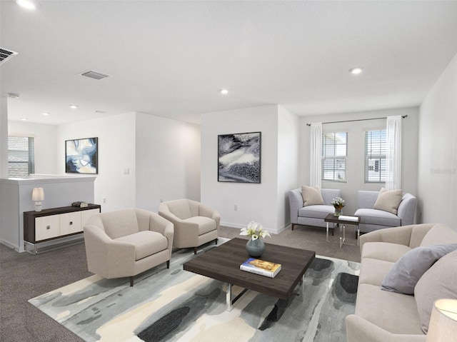 living room featuring carpet flooring