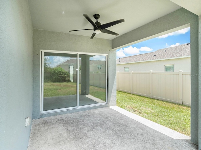 view of patio / terrace featuring ceiling fan