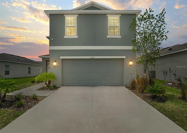 view of front property with a garage