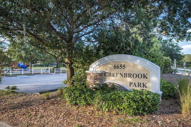 view of community sign