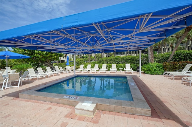 view of pool featuring a patio area