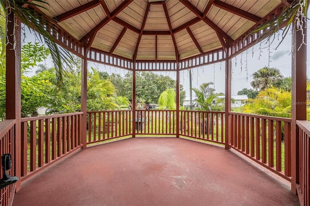 view of patio featuring a gazebo