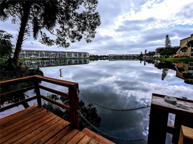 dock area featuring a water view