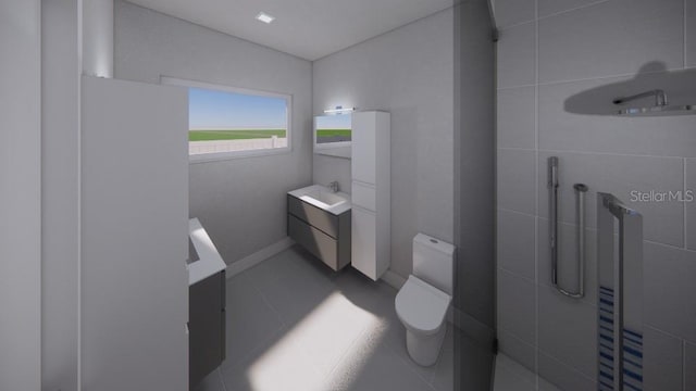 bathroom with toilet and radiator heating unit