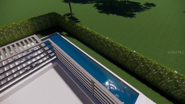 exterior details with a pool