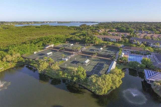 bird's eye view featuring a water view