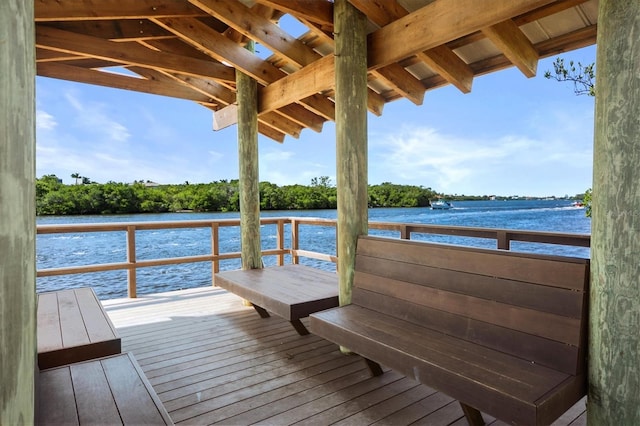 view of dock featuring a water view