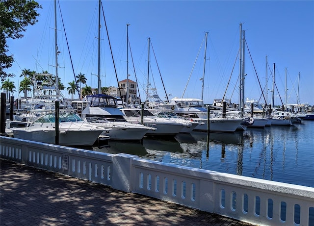 view of dock featuring a water view