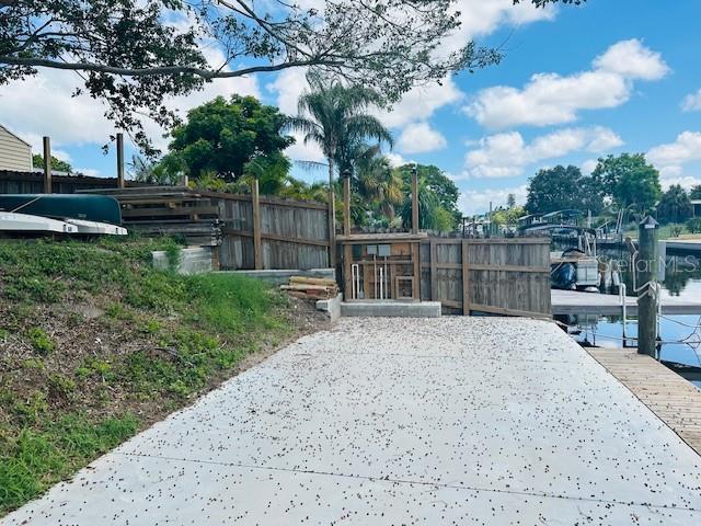 exterior space featuring a boat dock