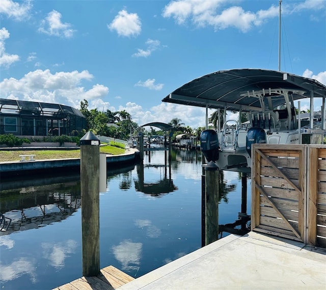 dock area featuring a water view