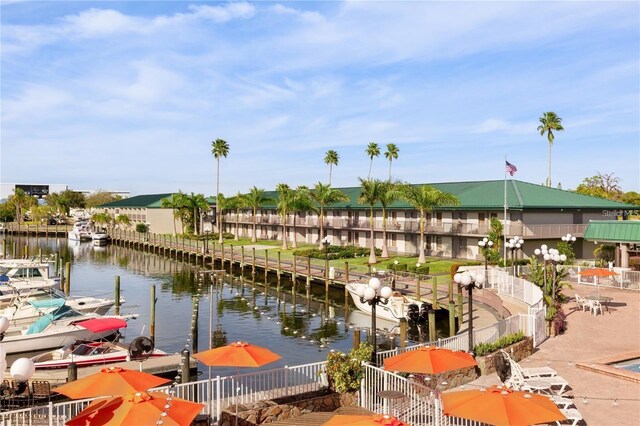 view of dock featuring a water view