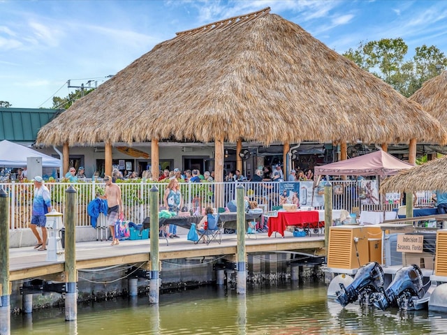 dock area featuring a water view