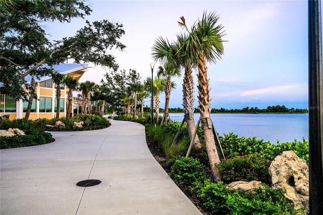 view of property's community with a water view