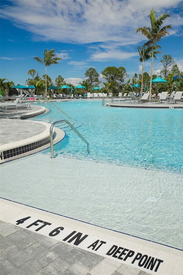 community pool with a patio