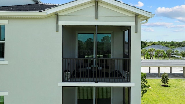 exterior space with stucco siding