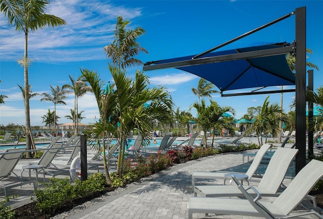 exterior space featuring a pool