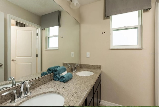 bathroom with dual bowl vanity