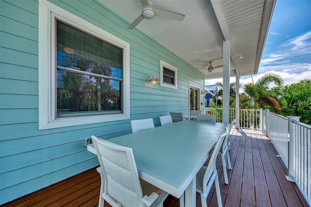 wooden terrace with ceiling fan