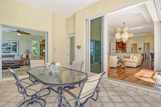 dining room featuring ceiling fan