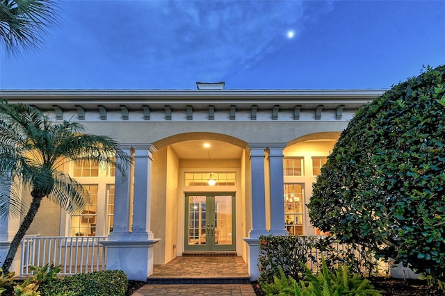 property entrance with french doors