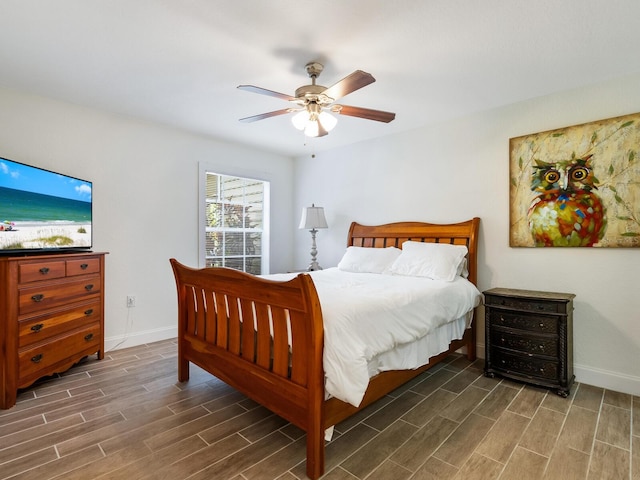 bedroom featuring ceiling fan