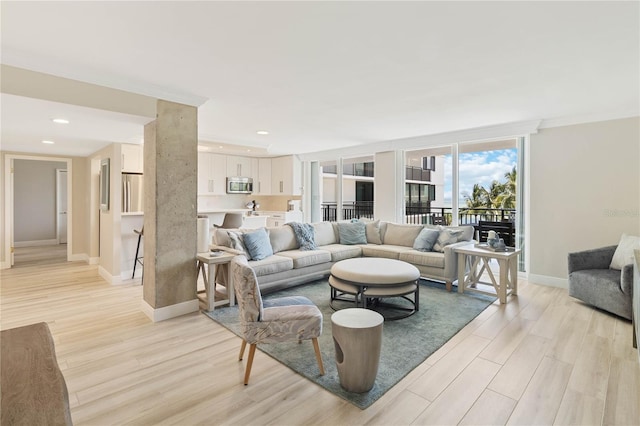 living room featuring light hardwood / wood-style flooring